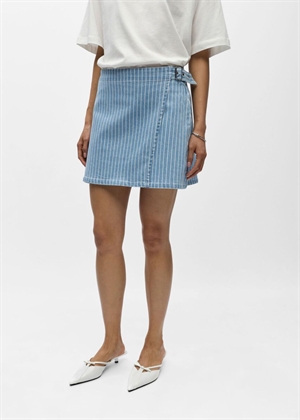 Sanni mw short denim skirt Light Blue Denim Stripes/Whte Object 